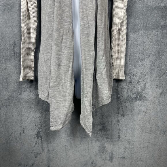 Lucky Lotus Open Front Waffle-Knit Drape Cardigan Gray Longline Women’s XS M - Picture 2 of 15